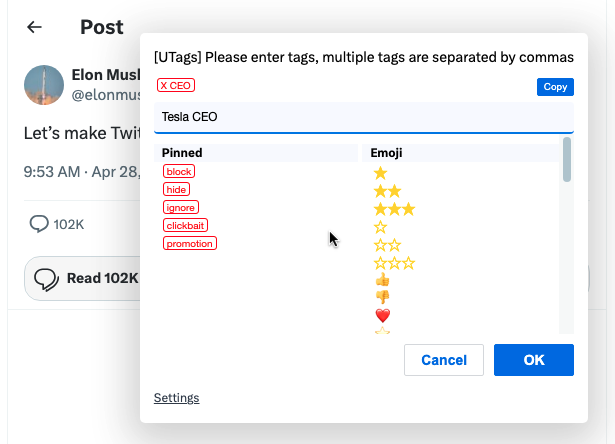 Add Tag Screenshot